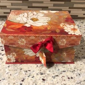 Beautiful Floral Orange Red White Decorative Storage Home Decor Gift Box